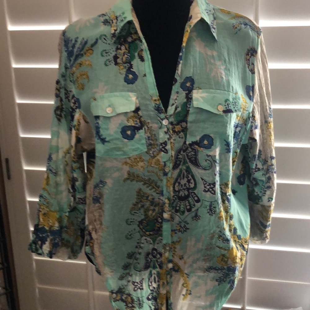 Guaze button front blouse